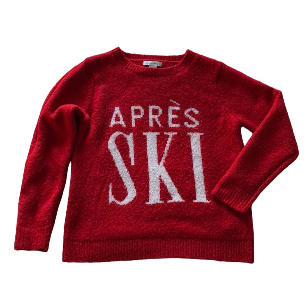 Cupcakes and Cashmere Red and White Apres Ski Long Sleeve Sweater Small